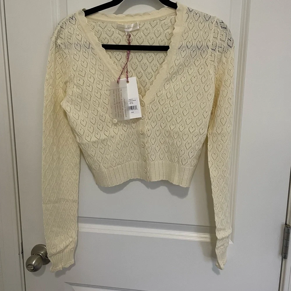 NWT LoveShackFancy Janie Cropped Cardigan - Picture 4 of 5